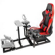 HOTTOBY Flight Racing Simulator Cockpit with Red Seat Adjustable&Shifter Platform Upgrade Fit for Logitech/Thrustmaster/Hotas Warthog G29,G920,X52,PXN Multi-Function&Stable