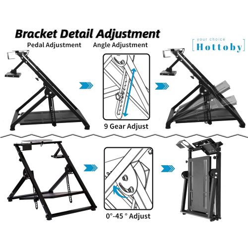  Hottoby Steering Wheel Stand Pro 34 Height Adjustable for Support The Installation of Handbrake for Logitech G25 G27 G29 Thrustmaster Gaming Wheel Stand Wheel and Pedals Not Includ