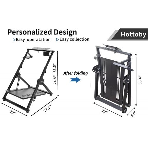  Hottoby Steering Wheel Stand Pro 34 Height Adjustable for Support The Installation of Handbrake for Logitech G25 G27 G29 Thrustmaster Gaming Wheel Stand Wheel and Pedals Not Includ