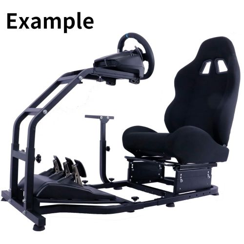  Hottoby Racing Gaming Bucket Seat With Adjustable Double Slide Adapt Racing Simulator Cockpit Wheel Stand Chair Ergonomic Video Game Chairs-Black