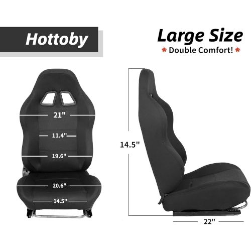  Hottoby Racing Gaming Bucket Seat With Adjustable Double Slide Adapt Racing Simulator Cockpit Wheel Stand Chair Ergonomic Video Game Chairs-Black