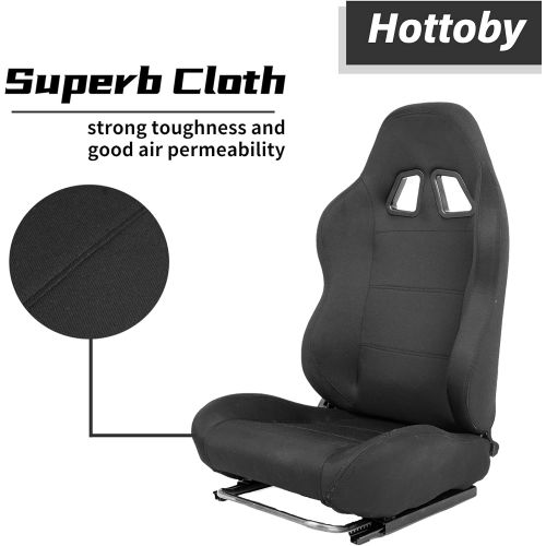  Hottoby Racing Gaming Bucket Seat With Adjustable Double Slide Adapt Racing Simulator Cockpit Wheel Stand Chair Ergonomic Video Game Chairs-Black