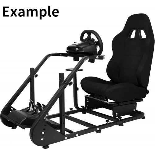  Hottoby Racing Gaming Bucket Seat With Adjustable Double Slide Adapt Racing Simulator Cockpit Wheel Stand Chair Ergonomic Video Game Chairs-Black