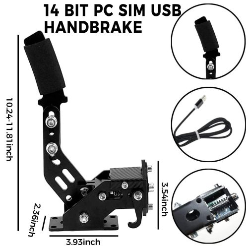  Hottoby 14Bit USB Handbrake for PC Windows Racing Games Only Simulate Linear Handbrake Compatible with Logitech G25 G27 G29 G920 Thrustmaster T300 T500 T500RS T300RS