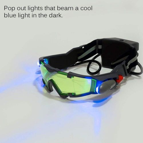  [아마존베스트]Houkiper Kids Night Vision Goggles, Adjustable Led Night Goggles with Flip-Out Lights Green Lens, Spy Night Vision Goggle Toy for Sking, Racing Bicycling to Protect Children’s Eyes