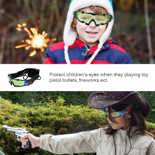 [아마존베스트]Houkiper Kids Night Vision Goggles, Adjustable Led Night Goggles with Flip-Out Lights Green Lens, Spy Night Vision Goggle Toy for Sking, Racing Bicycling to Protect Children’s Eyes