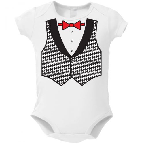  Houndstooth Vest White Baby Bodysuit One-piece