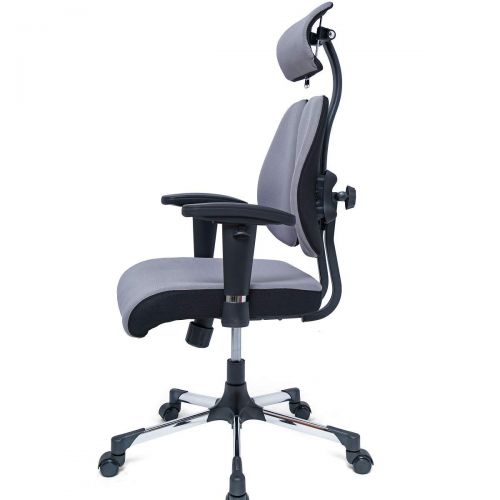  Hourseat Executive Office Chair, High Back Desk Chair with Adjustable Dual-backrest, Lumbar Support, Armrest, Headrest, and Mute Wheel by hourseat (Gray)