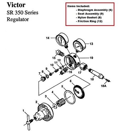  House Victor SR350D Oxygen Regulator RebuildRepair Parts Kit w Diaphragm
