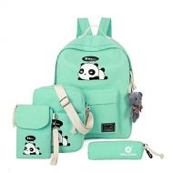 House Ni 4pcs Fashion Canvas Backpack Set Schoolbags Cute Panda Printing Bookbag For Girl Children