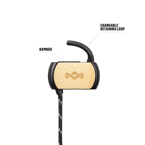  House of Marley, Voyage Bluetooth Wireless Earbuds - Sweatproof IPX4, Noise-isolating, In-line Microphone with 3-button Remote, Durable Tangle Free Cable, Travel Stash Bag, EM-FE05