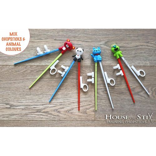  [아마존베스트]House of Stix Training chopsticks for kids adults and beginners - 4 Pairs chopstick set with attachable learning chopstick helper - right or left handed