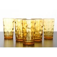 /HouseAffair Amber Vintage Thumbprint Juice Glasses | Set of 7