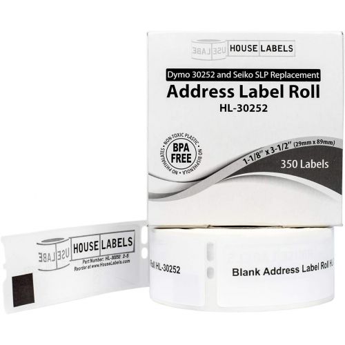  HouseLabels 50 Rolls; 350 Labels per Roll of DYMO-Compatible 30252 Address Labels (1-18 x 3-12) - BPA Free!