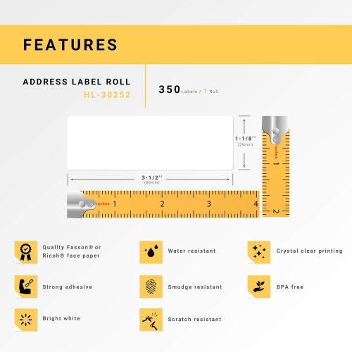  HouseLabels 50 Rolls; 350 Labels per Roll of DYMO-Compatible 30252 Address Labels (1-18 x 3-12) - BPA Free!