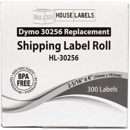  HouseLabels 50 Rolls; 300 Labels per Roll of DYMO-Compatible 30256 Large Shipping Labels (2-516 x 4) -- BPA Free!