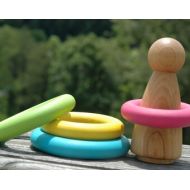 HouseMountainNatural Montessori Inspired Babies First Mini Stacking Bright Rainbow BrightSensory Toy 3.5 High