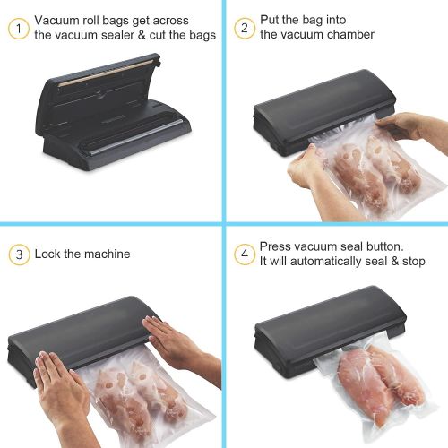  Houseables Vacuum Sealer Rolls, Sous Vide Bags, Two (2), Large 8 Inch x 50 Ft, Commercial Grade Plastic, Food Vac Storage & Seal, Airtight Vacume Saver, Microwave & Freezer Safe, Store A Meal