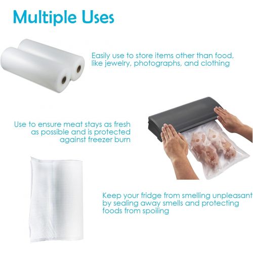  Houseables Vacuum Sealer Rolls, Sous Vide Bags, Two (2), Large 8 Inch x 50 Ft, Commercial Grade Plastic, Food Vac Storage & Seal, Airtight Vacume Saver, Microwave & Freezer Safe, Store A Meal
