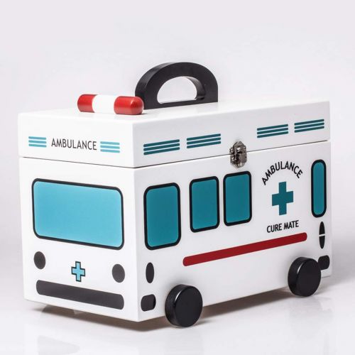  CQ Household Medicine Box Baby Child Medicine Storage Box First Aid Box Blue Medical Box Family Small Medicine Box Wooden