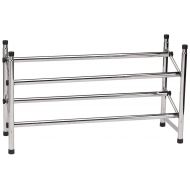 Household Essentials 2101 Expandable Two-Tier Shoe Rack | Adjustable Rods for Different Sizes | Chrome