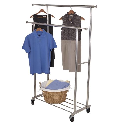  Household Essentials Double Garment Rack, Stainless Steel