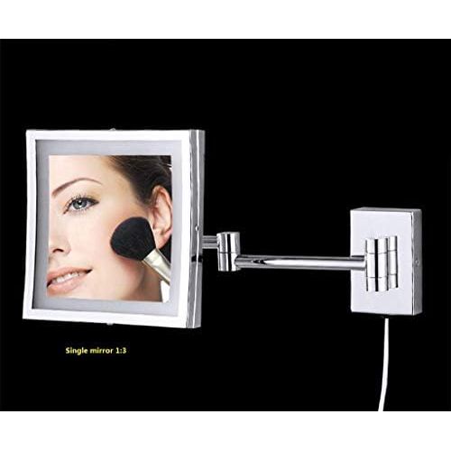  Household Products Bathroom Vanity Mirror Dressing Makeup Mirror 3X Magnification with Lights, Single Side Wall Mount Vanity Mirror Beauty Mirror Adjustable Extension, Household, Silver, 20cm