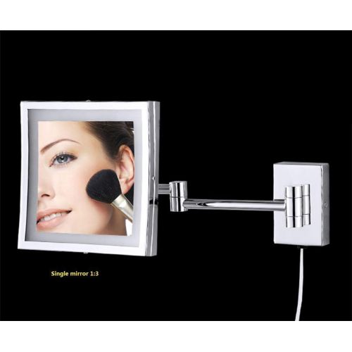  Household Products Bathroom Vanity Mirror Dressing Makeup Mirror 3X Magnification with Lights, Single Side Wall Mount Vanity Mirror Beauty Mirror Adjustable Extension, Household, Silver, 20cm