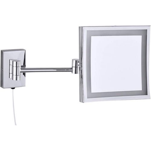  Household Products Bathroom Vanity Mirror Dressing Makeup Mirror 3X Magnification with Lights, Single Side Wall Mount Vanity Mirror Beauty Mirror Adjustable Extension, Household, Silver, 20cm