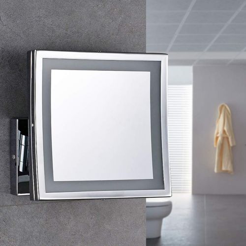  Household Products Bathroom Vanity Mirror Dressing Makeup Mirror 3X Magnification with Lights, Single Side Wall Mount Vanity Mirror Beauty Mirror Adjustable Extension, Household, Silver, 20cm