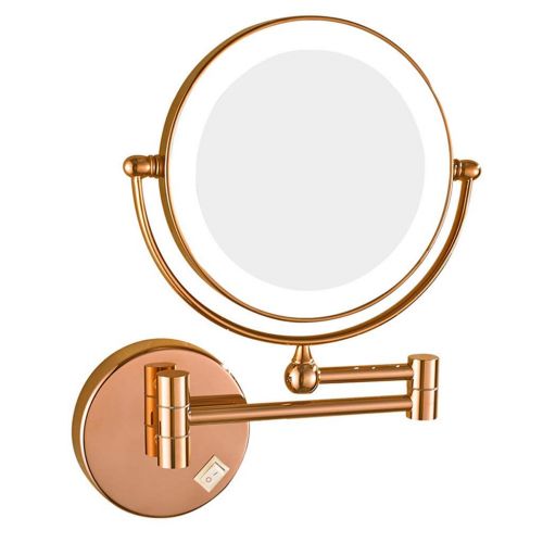  Household Products Bathroom Vanity Mirror Dressing Led Lighted Makeup Mirror, 5X Magnification Vanity Mirror, Both Sides Wall Mount Beauty Mirror Adjustable Rotating,10X, Household, Rose Gold, 20cm 1