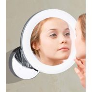 Household Products Bathroom Vanity Mirror Dressing Led Lighted Makeup Mirror, Wall-Mounted 3X Magnifying Mirror, Expandable Rotating Mirror, Household, Silver, 17.5cm