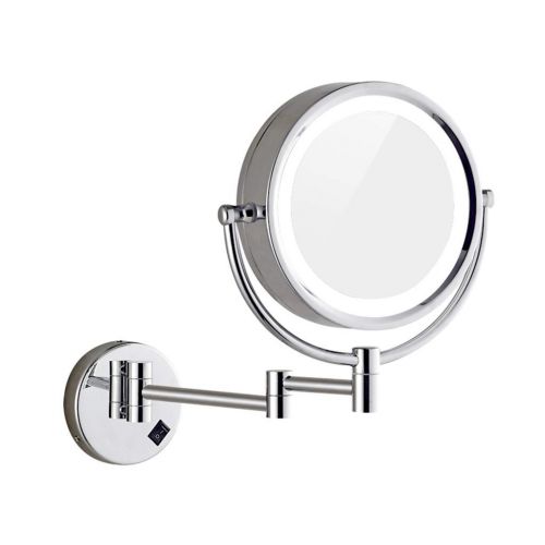  Household Products Bathroom Vanity Mirror Dressing Led Lighted Makeup Mirror, Both Sides 3X Magnification Vanity Mirror Wall Mount Extension Beauty Mirror, Household, Silver, 20cm