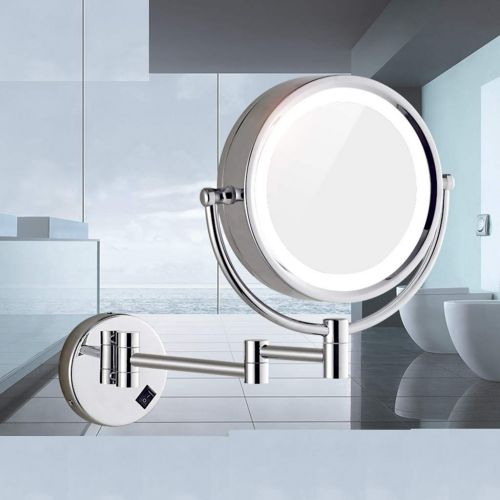  Household Products Bathroom Vanity Mirror Dressing Led Lighted Makeup Mirror, Both Sides 3X Magnification Vanity Mirror Wall Mount Extension Beauty Mirror, Household, Silver, 20cm