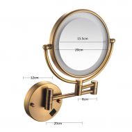Household Products Bathroom Vanity Mirror Dressing Wall Mount Led Lighted Makeup Mirror, 3X Magnification Vanity Mirror, Extendable Swivel Hard Wire Bathroom Mirror, Household, Antique, 20cm
