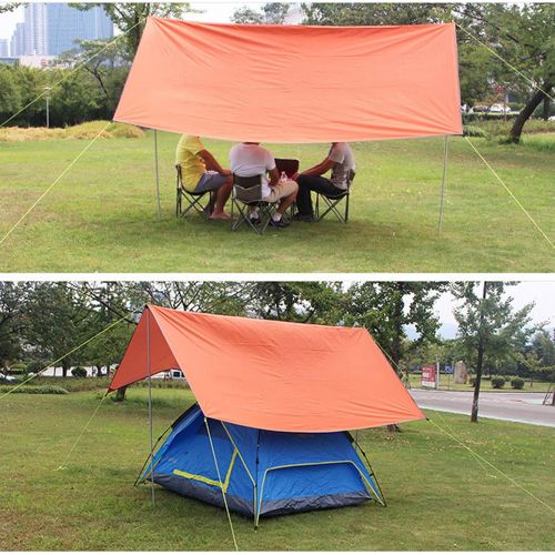  Household Products Outdoors Multifunctional Waterproof Fly Tent Tarp with Tarp Poles, Hammock Rain Fly Tent Tarp, Portable Windproof Snowproof Tarpaulin for Snow Sunshade