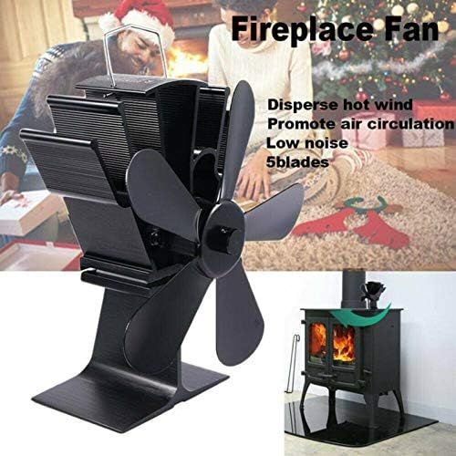  Household Products 5 Blades Fireplace Stove Fan, Silent Heat Powered Stove Fireplace Fan, for Home Wood Log Burning Fireplace Circulating Warm Air Saving Fuel Efficiently