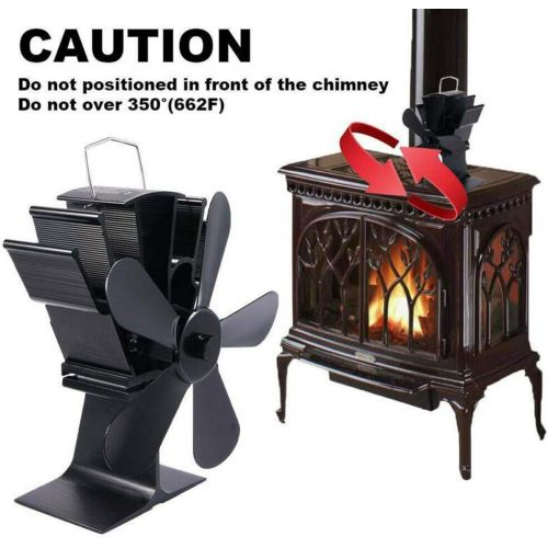  Household Products 5 Blades Fireplace Stove Fan, Silent Heat Powered Stove Fireplace Fan, for Home Wood Log Burning Fireplace Circulating Warm Air Saving Fuel Efficiently