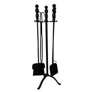 Household Products 5 Piece Fireplace Tools Set, Heavy Duty Wrought Iron Fireset Fire Pit Poker Wood Stove Log Tongs Holder Fireplace Tool Set with Poker, Shovel, Tongs, Brush, Stand, for Chimney, Hea