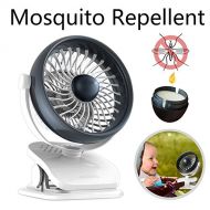 Houselog Clip On Stroller Fan, USB Powered and Rechargeable Battery Operated Desk Fan, Mosquito-Repellent, Essential-oils-Diffused, Small Portable Table Fans for Home Office Travel