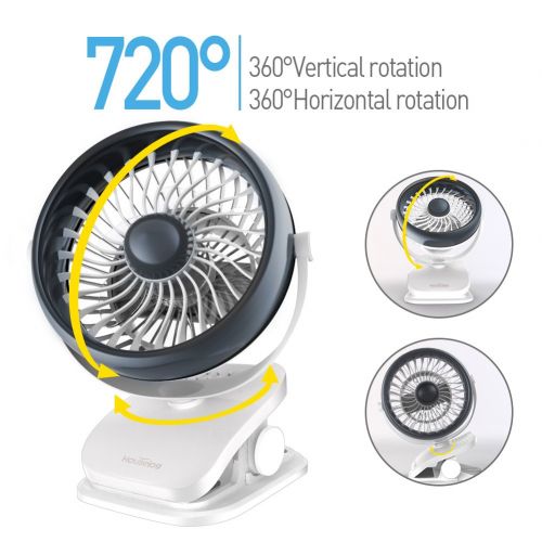  Houselog Clip On Stroller Fan, USB Powered and Rechargeable Battery Operated Desk Fan, Mosquito-Repellent, Essential-oils-Diffused, Small Portable Table Fans for Home Office Travel