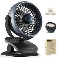 Houselog Stroller Fan for Baby Battery Operated Clip on Fan Portable Mini Desk Fan Rechargeable with 3 Speeds for Baby Stroller Office Car Seat, Crib, Bike, Camping(Black)