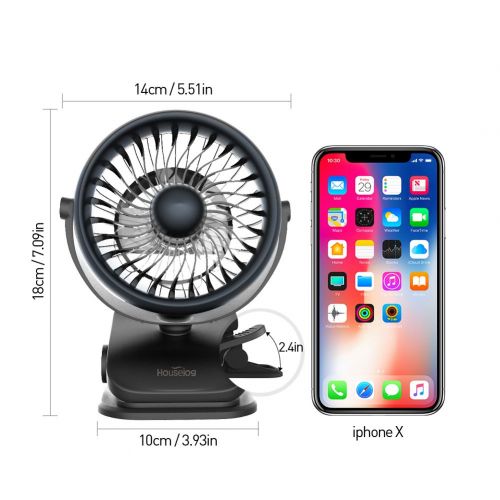  Houselog Stroller Fan for Baby Battery Operated Clip on Fan Portable Mini Desk Fan Rechargeable with 3 Speeds for Baby Stroller Office Car Seat, Crib, Bike, Camping(Black)