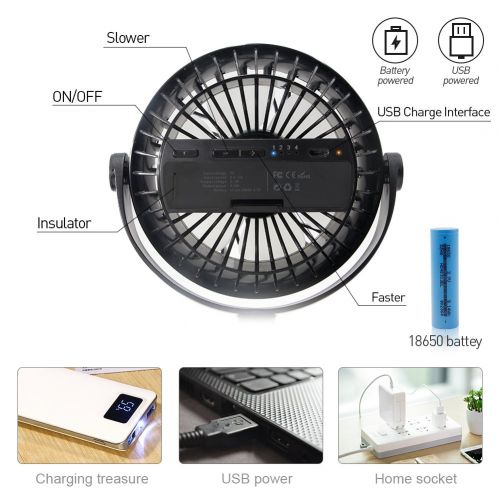  Houselog Stroller Fan for Baby Battery Operated Clip on Fan Portable Mini Desk Fan Rechargeable with 3 Speeds for Baby Stroller Office Car Seat, Crib, Bike, Camping(Black)