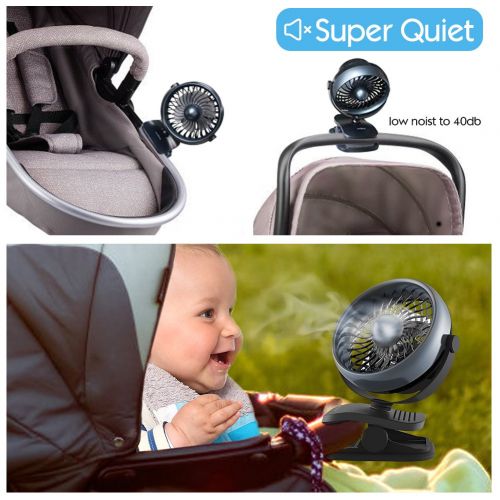  Houselog Stroller Fan for Baby Battery Operated Clip on Fan Portable Mini Desk Fan Rechargeable with 3 Speeds for Baby Stroller Office Car Seat, Crib, Bike, Camping(Black)