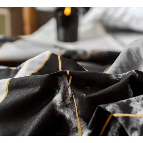  [아마존베스트]Jumeey Black Duvet Cover Twin Marble Bedding Set Cotton White Silver Grey Gold Plaid Bed Set Teens Abstract Modern Triangle Comforter Cover Blocks Boy Girls Black Bedding Twin Size