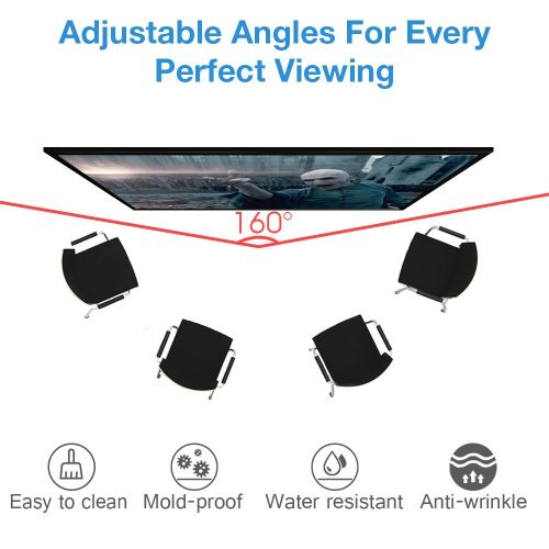  Houzetek Projector Screen Fixed Frame, 100 Inch 4K Ultra HD Indoor Outdoor Portable Home Theater Movie Screen at 1.1 Gain, Diagonal 16:9, Anti-Crease White PVC Material