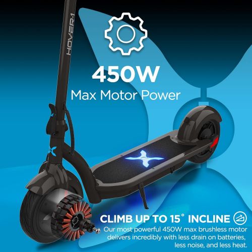  Hover-1 Alpha Electric Kick Scooter Foldable and Portable with 10 inch Air-Filled Tires- Long Range Commuter Scooter 450W Motor, Black, One Size