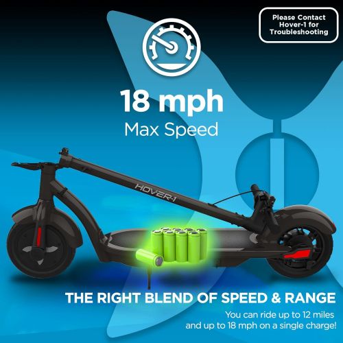  Hover-1 Alpha Electric Kick Scooter Foldable and Portable with 10 inch Air-Filled Tires- Long Range Commuter Scooter 450W Motor, Black, One Size