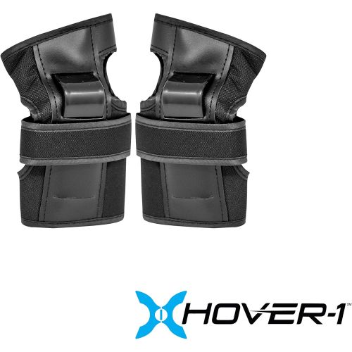  Hover-1 Nylon Protective Elbow Pads Knee Pads & Wrist Guards, For Ages Above 8, Hard PP Shells Impact Resistance & EVA Foam Padding, Large, Black